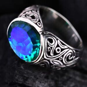 Bali Legacy Peacock Quartz (Triplet) Ring in Sterling Silver 6.00 ctw